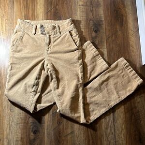 Tan corduroy high rise boot kick